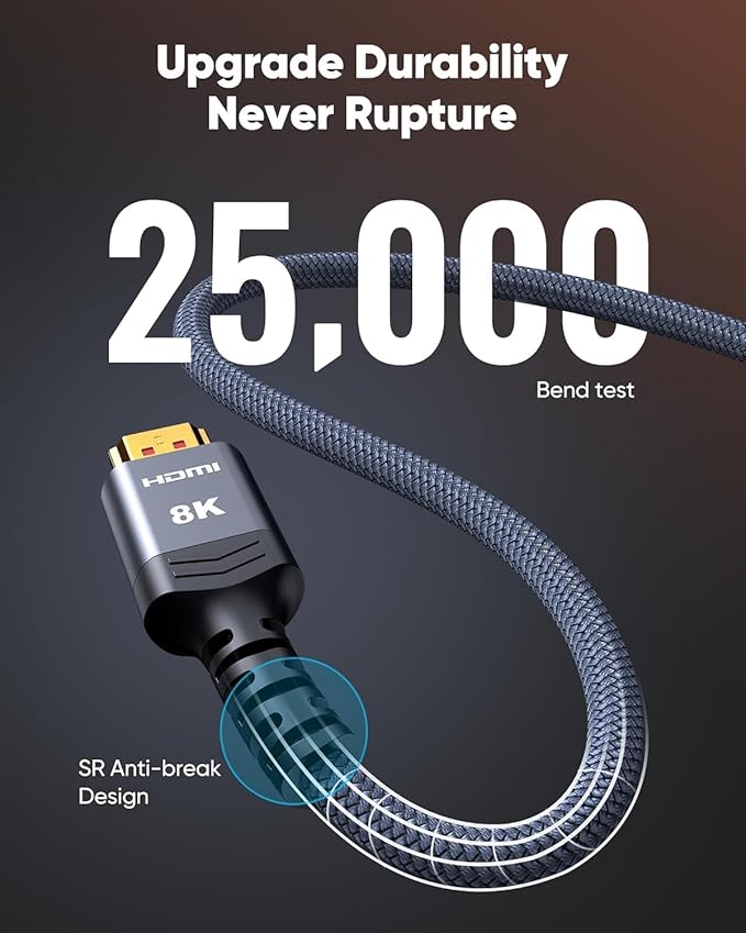 Highwings 8K@60 Long HDMI Cable 13.12FT/400cm, 48Gbps 2.1 High Speed Gaming HDMI Cord 4K120 144Hz RTX 3090 eARC HDCP 2.2&2.3 Compatible for PS5, SoundBar, AVR, UHD TV