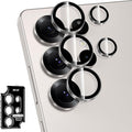 for Samsung Galaxy S25 Ultra Camera Lens Protector, Individual Metal Ring Tempered Glass Lens Cover, [Strong Adsorption] Scratch Resistant Ultra-Thin HD Clear Lens Cover, 1 Set-Gray Ring