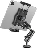 woleyi Aluminum Drill Base Tablet Holder for Car Dashboard - [360° Adjustable 2-Stage Arm] Heavy Duty Tablet Mount for Truck Car Mount Wall Desk, for iPad Pro/Air/Mini/Galaxy Tab/Z Fold, 4-13" Devices