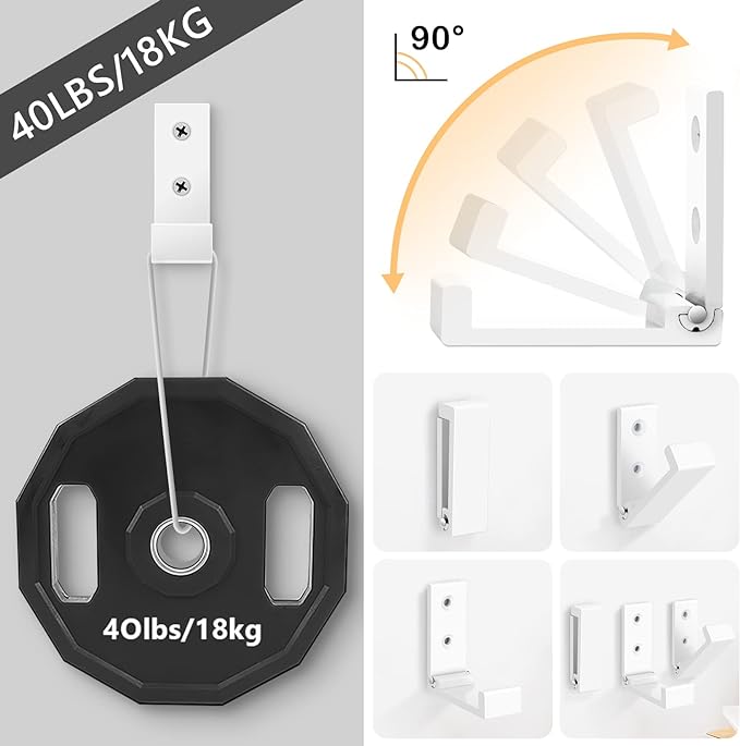Folding Coat Hooks, 5pcs White Wall Hooks Heavy Duty for Hanging Coat Towel Backpack, Foldable Adhesive Hooks, Headphone Jacket Holder, Aluminum Alloy Hook with Screws for Purse Hat Bag Keys