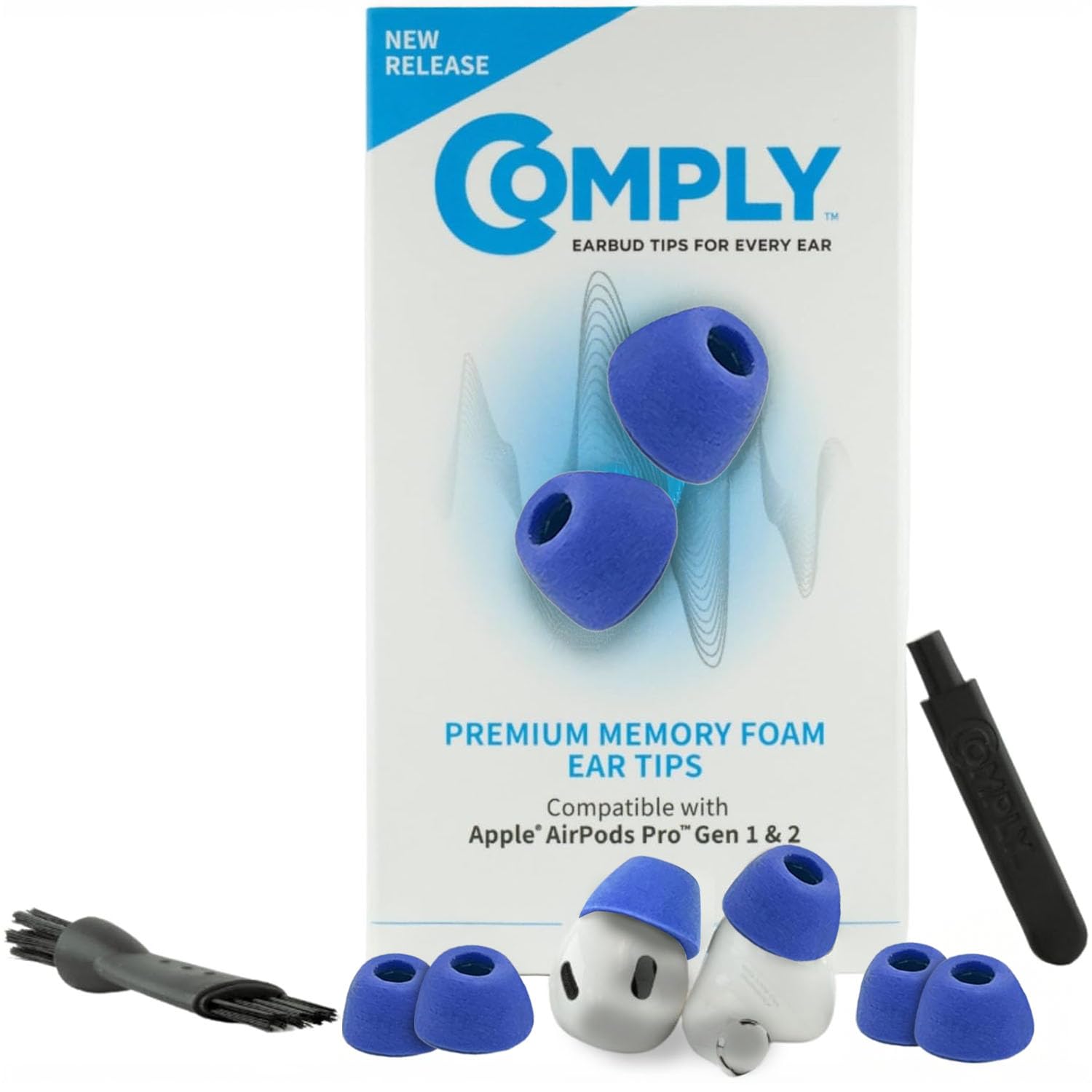Comply Memory Foam Replacement Ear Tips, Blue, Small (3 Pairs)