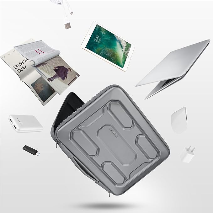 DOMISO 17 inch Laptop Sleeve with Handle Shockproof Waterproof EVA Protective Case for 17.3" ZBook Fury 17.3 G8/MSI GS73VR Stealth Pro/HP Envy 17/LG Gram 17"/ROG Strix GL702VS, Silver