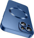 Magnetic for iPhone 15 Case [Compatible with MagSafe][Built-in Camera Lens Protector] Slim Soft Silicone Bumper Shockproof Metallic Shine Phone Case (Blue)