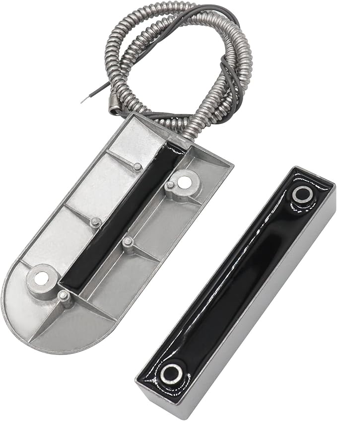 Magnetic Reed Switch Wired Surface Mount Normally Open NO Contact Sensor Alarm Magnetic Door Switch with 2 Wires, Zinc Alloy Sliver, OC-60B