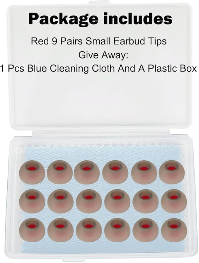 Earbud Replacement Tips Silicone Ear Bud Covers Fit Most in-Ear Earbuds(Inner Hole 4.5mm -6mm) Headphones Ear Tips Earbud Cushions Small 9 Pairs