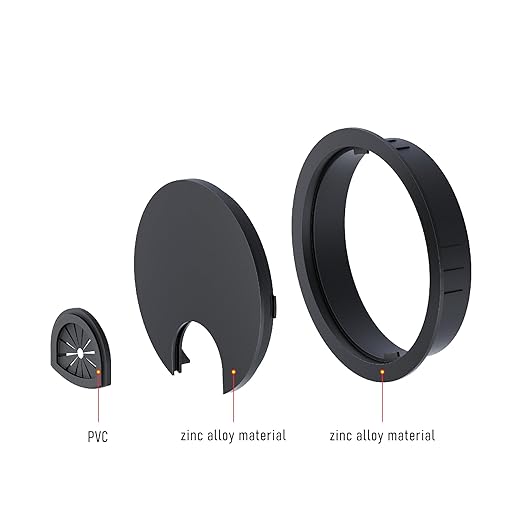 Desk Grommet 2-3/8 Inch 60mm, Zinc Alloy Computer Desk Wire Hole Cover, Office Desktop Cord Cable Hole Metal Ring, Black
