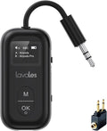 Bluetooth 5.3 Transmitter Receiver for Airplane to 2 Headphone – AptX Low Latency, 100ft Long Range, 25H Playtime, 2-in-1 Wireless Bluetooth Audio Adapter W/Screen for TV, Tablets, Speakers