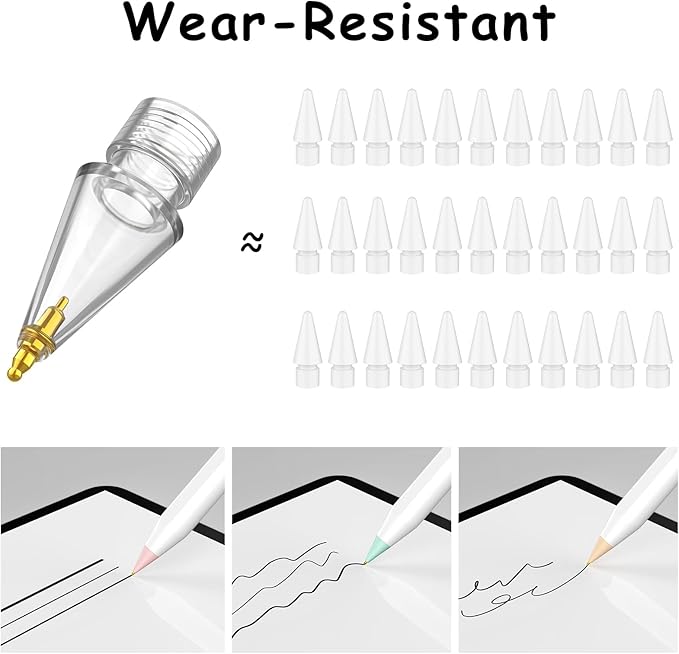 6 Pack Fine Point Replacement Tips Compatible with Apple Pencil 2nd Generation, Apple Pencil 1st Generation & Apple Pencil USB-C Colorful Nibs (Original/Clear/Clear Pink/Clear Blue)