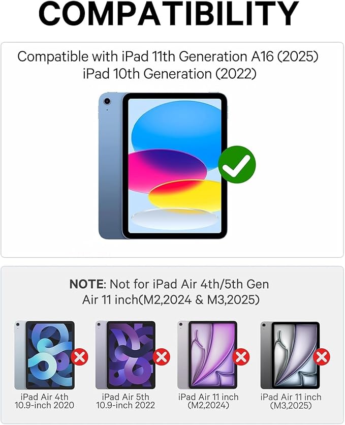 GreenLaw for iPad 11th(A16,2025)/10th(2022) Generation Case with Keyboard, Magic-Style Keyboard Stand, 7 Color Backlit, Stain-Resistant Surface, Multi-Touch Trackpad, White