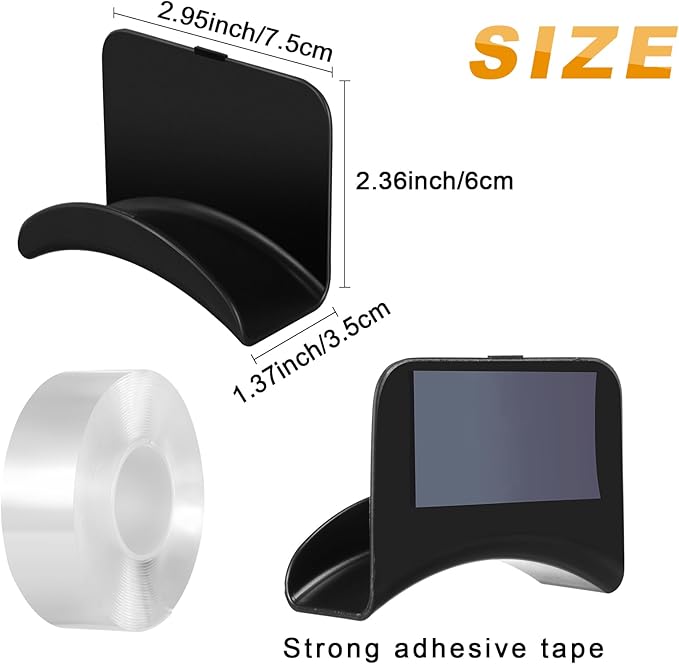 24 Pcs Headphone Wall Hangers Adhesive Gaming Headset Holder Hooks for Wall Mount Strong Universal Stand Hooks for Most Headphone Controller, Hat, Baseball Caps, Closet, Door (Black)