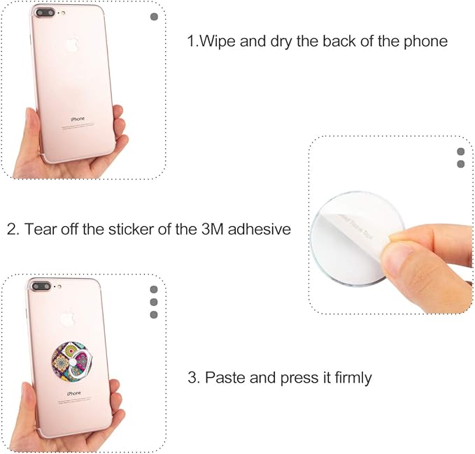 Bonoma Cell Phone Ring Holder Stand, 3 Pack Colorful Mandala 360 Rotation Universal Smartphone Ring Grip Stand Compatible with Smartphones and Tablets