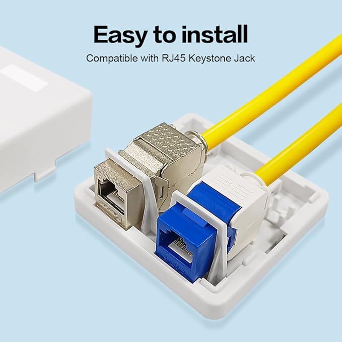 Keystone Jack Surface Desk Mount/Wall Mount Box,2-Port,5-Pack White