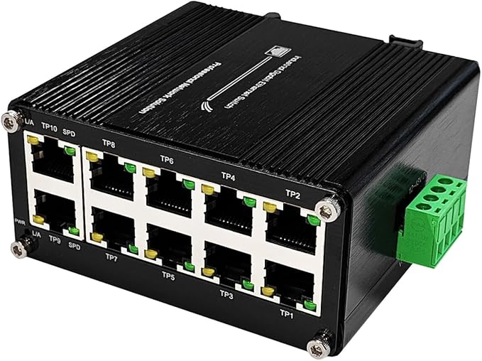 10-Port Gigabit Ethernet Switch,Industrial Design with Rugged Metal Case, Plug and Play, Full-Duplex Fast Ethernet Connectivity, Unmanaged Gigabit Switch, Compact Mini Size, Din-Rail or Wall Mount