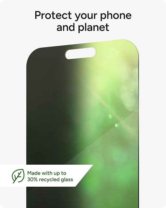 ZAGG Glass Elite Privacy Screen Protector for iPhone 16 Pro - 2-Way Privacy Filter, Ultra-Strong Tempered Glass, 5X Stronger, InvisibleShield, Smudge-Free, Easy Install, Recycled Content