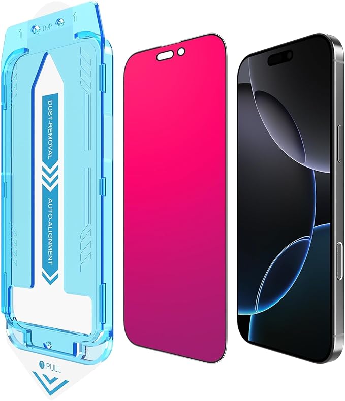 EGKimBa for iPhone 16 Pro Privacy Screen Protector, Gradient Color, Bubble Free, Easy Installation, Auto Dust-Elimination, Anti Blue Light