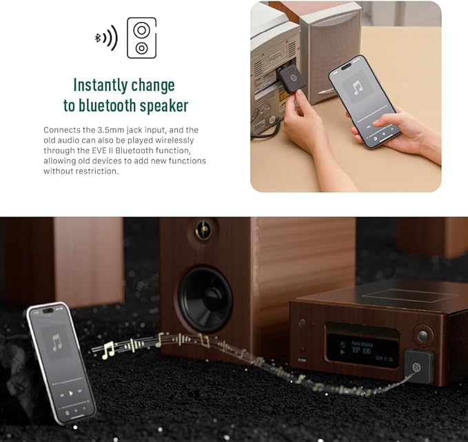 ADAM elements EVE II Bluetooth Transmitter + Receiver - Wireless Audio Adapter w/Foldable Dual 3.5 mm AUX Plug for Nintendo Switch, TV, Home/Car Stereo, Airline in-Flight Systems