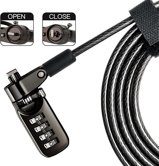 I3C Laptop Cable Lock 4 Digital Combination Lock Security Computer Cable Lock Anti Theft Combination Lock Compatible for Tablet Laptop (10 Packs)