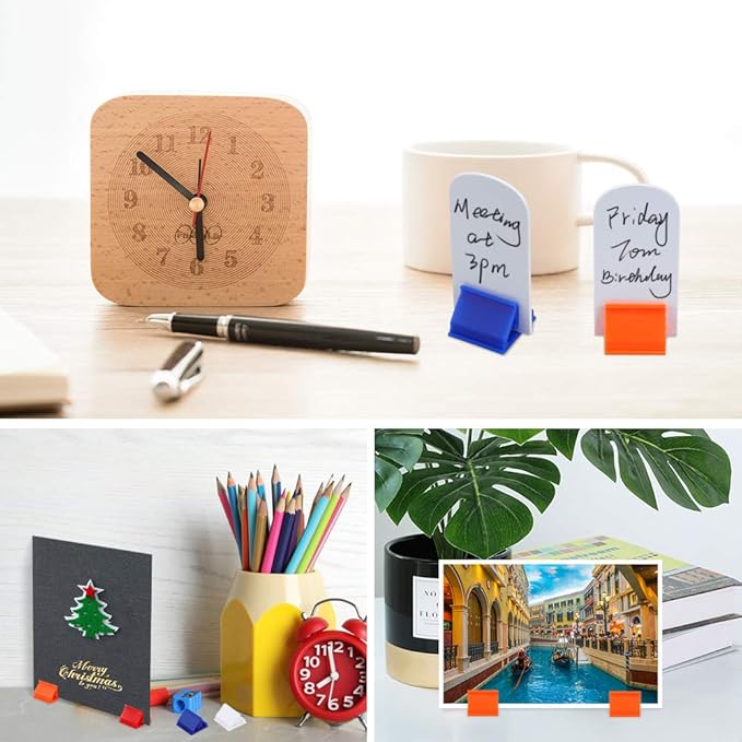 Meetory 112 Pcs Blank Game Board Markers and Game Card Stands with Black Marker Pens, 65 Plastic Token Cards with 45 Multi-Color Card Stands for DIY Board Game Party Favor