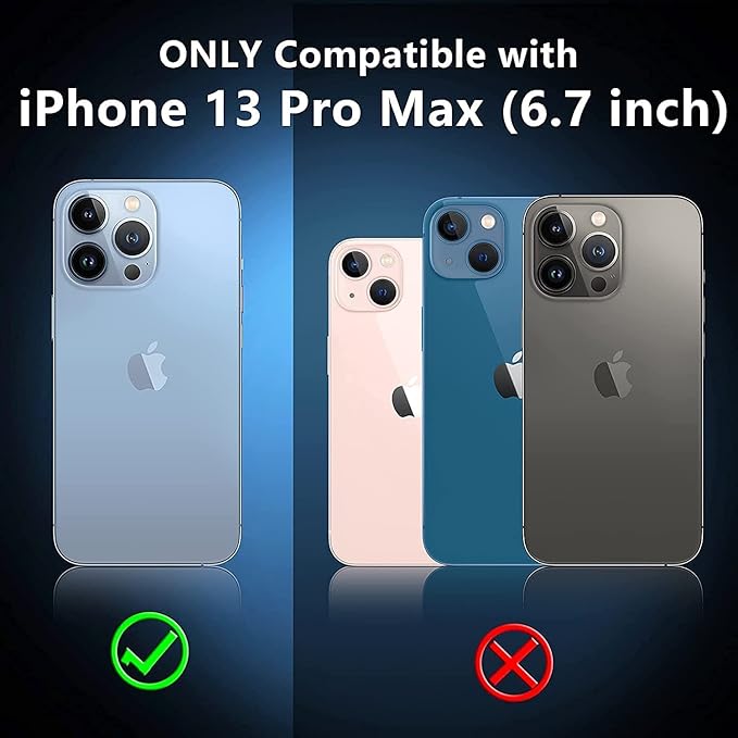 SPIDERCASE for iPhone 13 Pro Max Case, [Crystal Clear Not Yellowing], Slim Thin Phone Case Cell Phone Case & Cover Bundles, Blue/Clear