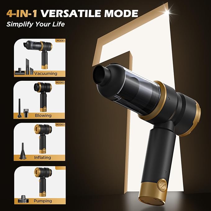 Handheld Car Vacuum Cleaner Cordless, Portable Small Car Vacuum with 16000PA Strong Suction, 4-in-1 High Power Vacuum Cleaner & Air Duster with 2 Batteries, Mini Handheld Vacuum for car,home,office
