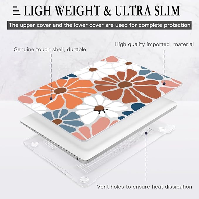 CISSOOK Compatible with MacBook Air 13.3 inch Case M1 A2337 A2179 A1932, Plastic Hard Shell Case Keyboard Cover Screen Protector for MacBook Air 13 2021 2020 2019 2018, Vintage Flowers