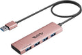 USB 3.0 Hub,4 Port USB Splitter Extender Portable Adapter Multiport Data Hub for Laptop,Xbox, Flash Drive,HDD,Console,Camera,Keyborad,Mouse Windows,Mac OS PC,Not Designed to Charge Devices-Pink