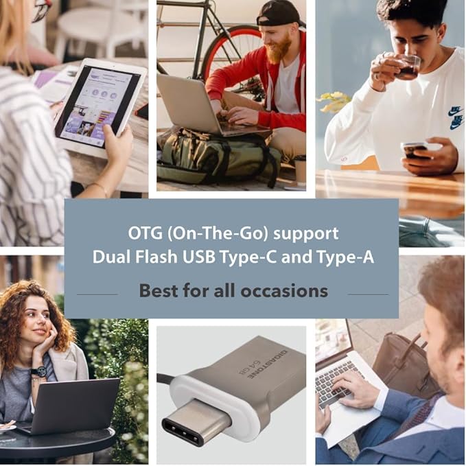 GIGASTONE 256GB Nano Luxus Dual Drive, Z50 USB 3.2 Gen 1, 2-in-1 USB-A & Type-C, 100MB/s Ultra Fast, Cap Design, Metal, Plug & Play for Smartphone/PC/Mac/TV/Car, 2.0/3.0/3.1 Compatible