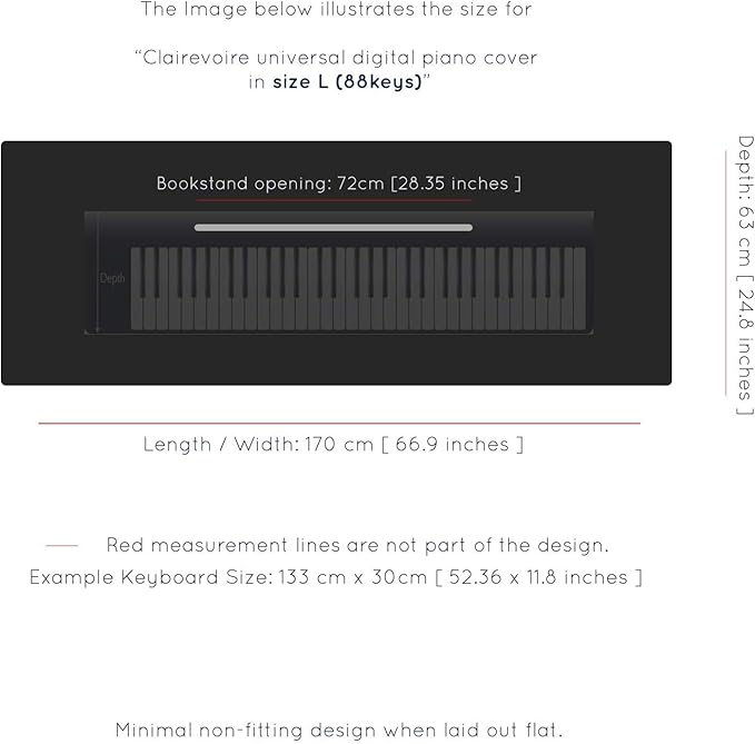 Clairevoire Piano Keyboard Dust Cover for 61 Keys to 88 Keys, Electric Pianos Cover, Digital Pianos Cloth Protection,Lightweight and Adjustable Closure,Pearl White, L - Keyboard Piano up to 61" x 21"