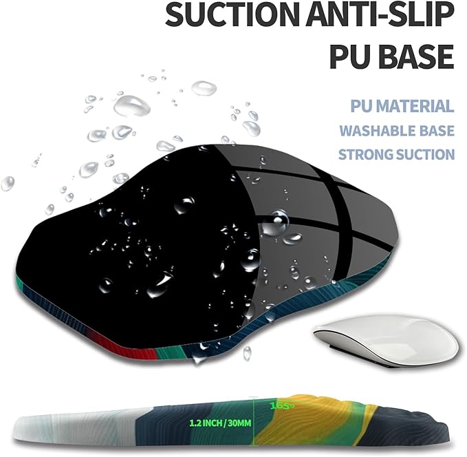 Ergonomic Raised Mouse Pad Wrist Support with Bilateral Slope Memory Foam Mousepad for Wrist Rest and Carpal Tunnel Pain Relief 11.8x7.9〃Colorful Lines