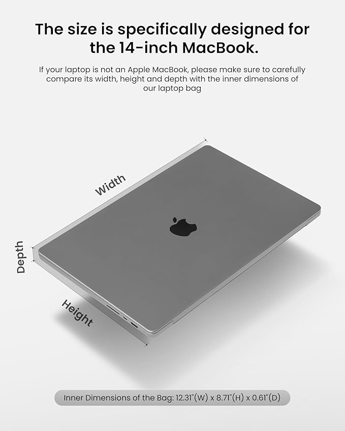 tomtoc 360 Protective Laptop Sleeve for 14-inch MacBook Pro M3/M2/M1 Pro/Max A2918 A2992 A2779 A2442 2023-2021, 13.5-14.4 Inch Surface Laptop 6/5/Studio 2/1, Water-Resistant Carrying Case