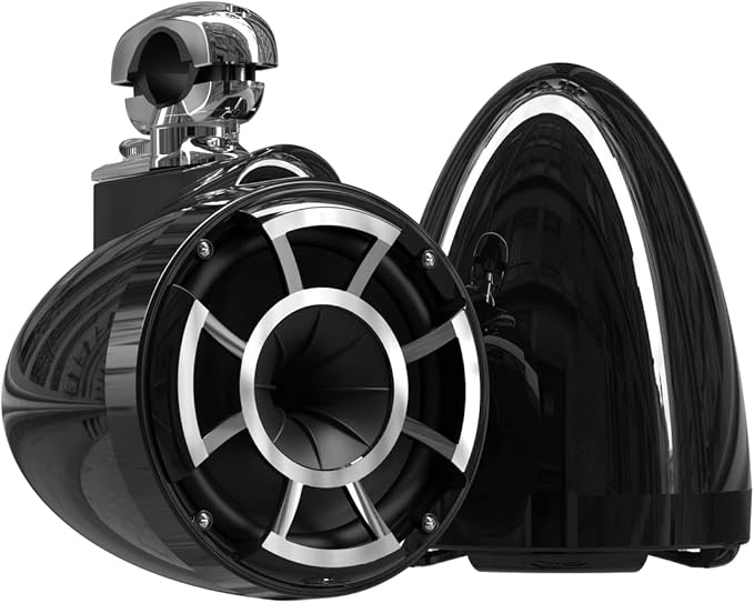 wet sounds Rev 8 Black V2 Revolution Series 8" Black Tower Speakers w/Swivel Clamp Mini