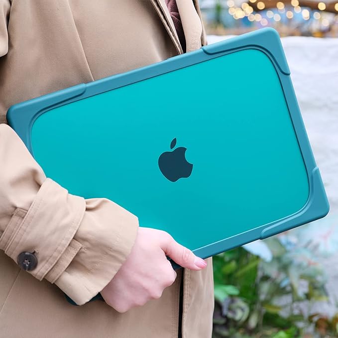 Batianda Compatible with New MacBook Pro 16 inch Case 2024 M4 Chip 2023 2021 Release with M3 M2 Pro Max, Heavy Duty Protective Plastic Hard Shell with Fold Kickstand & Keyboard Cover, Dark Cyan