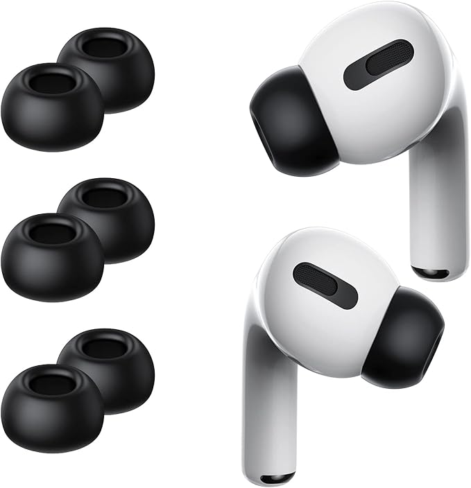 Lanwow Premium Memory Foam Tips for AirPods Pro & AirPods Pro 2nd Generation. No Silicone Eartips Pain. Anti-Slip Eartips. Fit in The Charging Case, Extra Small 3 Pairs (XS, Black)