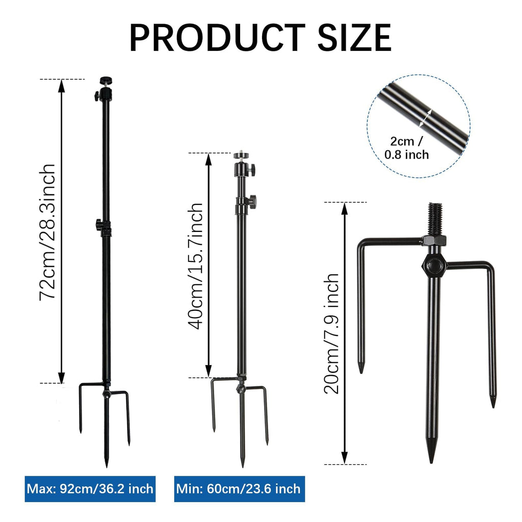 Trail Camera Mount,Height Adjustable (15.7"-28.3") & 360° Rotating Stake,Dual-Mode Base for Soft/Hard Ground Post,Game Cam Stand with 1/4"-20 Thread, Metal pole for Solar Panels,Hunting,Wildlife.3Pcs