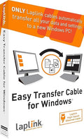 LAPLINK Easy Transfer Cable, Includes PCmover Express Data Transfer Software and High Speed Ethernet Cable, Single Use License, Only Transfers Files and Settings. Compatible with Windows 11