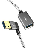 CableCreation Short USB 3.0 Extension Cable 1FT, Left Angle USB Male to Female Extender Cord, 90 Degree USB 3.0 for VR, PlayStation, Xbox, Keyboard, Space Gray 0.3M