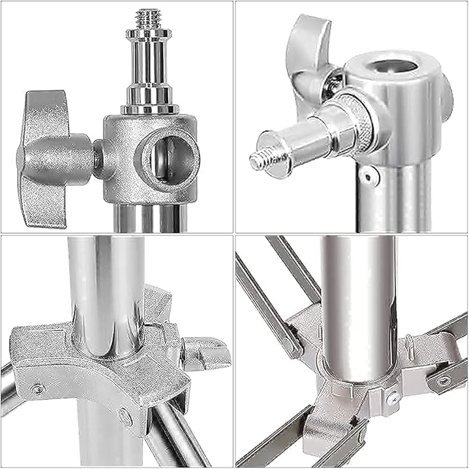 Stainless Steel Photography Video Tripod Stand, Spring Cushioned Heavy Duty Tripod Stand, 9.5ft/2.8m, Universal Adapter for Photography Studio Monolight Reflector Portrait