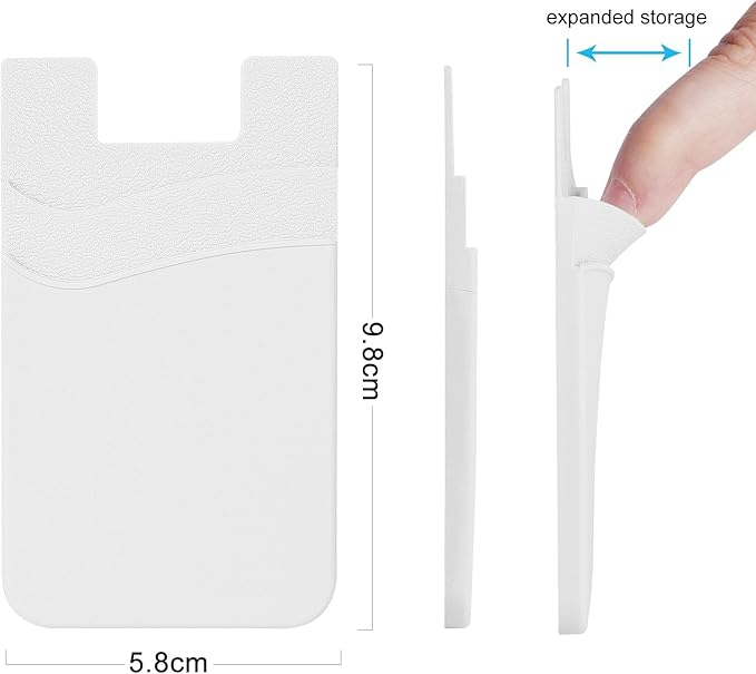 SS Phone Wallet, Card Holder for Phone Case Stick on Silicone Double Phone Pocket Suitable for iPhone Samsung Galaxy Any Smartphone 3 Pack