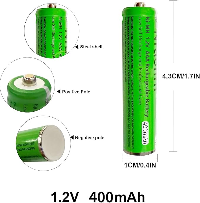 4 Pack NI-MH AAA Rechargeable Battery for Panasonic, 1.2V 400mah AAA Rechargeable Batteries for Panasonic Cordless Phones Handset, Remote Controls, Electronics