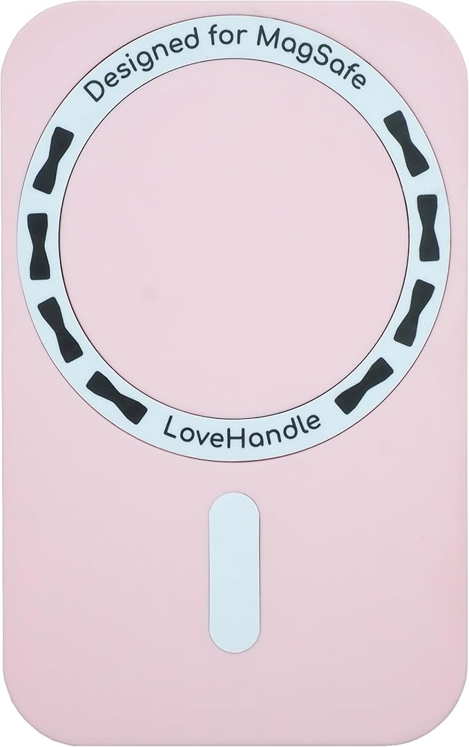 LoveHandle PRO MagSafe Compatible Magnetic Phone Grip w/Kickstand - Mount, Strap and Stand for Smartphone and Tablet - MagSafe Ring Included - Fits All Devices - Bubblegum Pink Glow