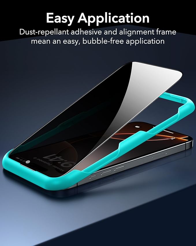 ESR 3 Pack for iPhone 16 Pro Max Privacy Screen Protector, Anti-spy Tempered-Glass Privacy Screen Protector with Easy Installation Tool, Micro-Curved Edges, Case Friendly