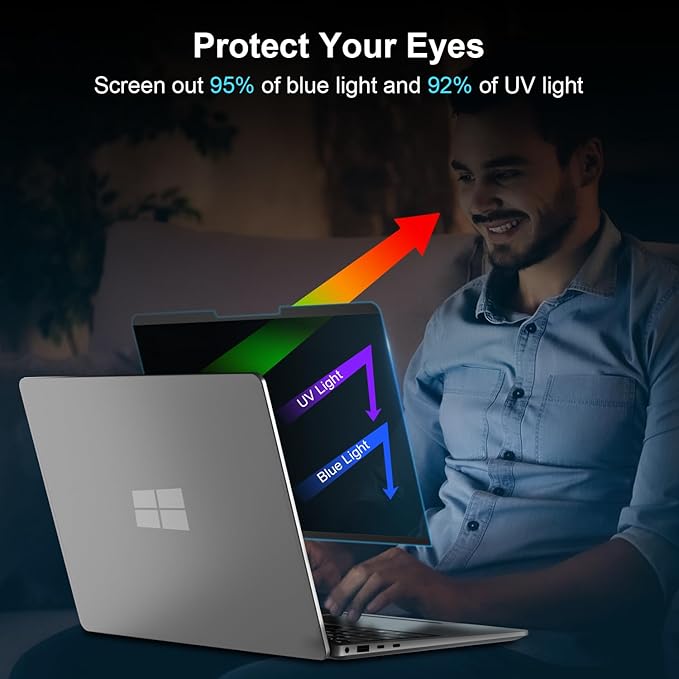 Magnetic Privacy Screen for 13.5 Inch Microsoft Surface Laptop 4/3/2, Removable Anti Glare Surface Laptop 13.5 Screen Protector, Blue Light Filter, Anti Spy Easy Install