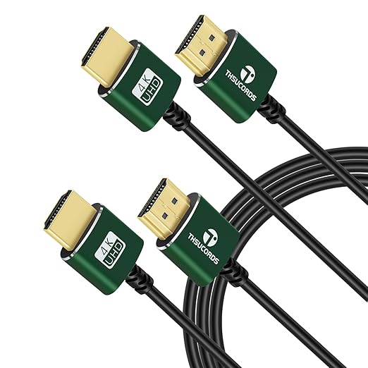 Thin HDMI to HDMI Cable 15FT 2 Pack, Ultra Slim & Flexible HDMI Cord Supports High Speed 4K@60Hz 18gbps 2160p 1080p