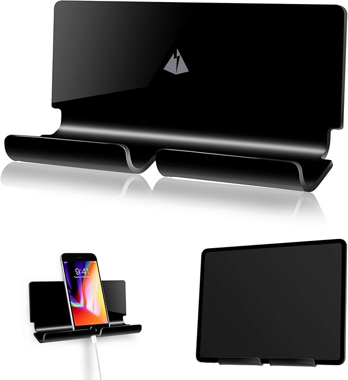 TXEsign Adhesive Wall Tablet Holder Mount Stand for Tablet Smartphones eReader Wall Holder Mount (Black)