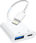 Lightning to USB Camera Adapter for iPhone, [Apple MFi Certified] USB3.0 Female Adapter for iPad with Charging Port, Plug and Play OTG Converter Support Card Reader USB Flash Drives Keyboard