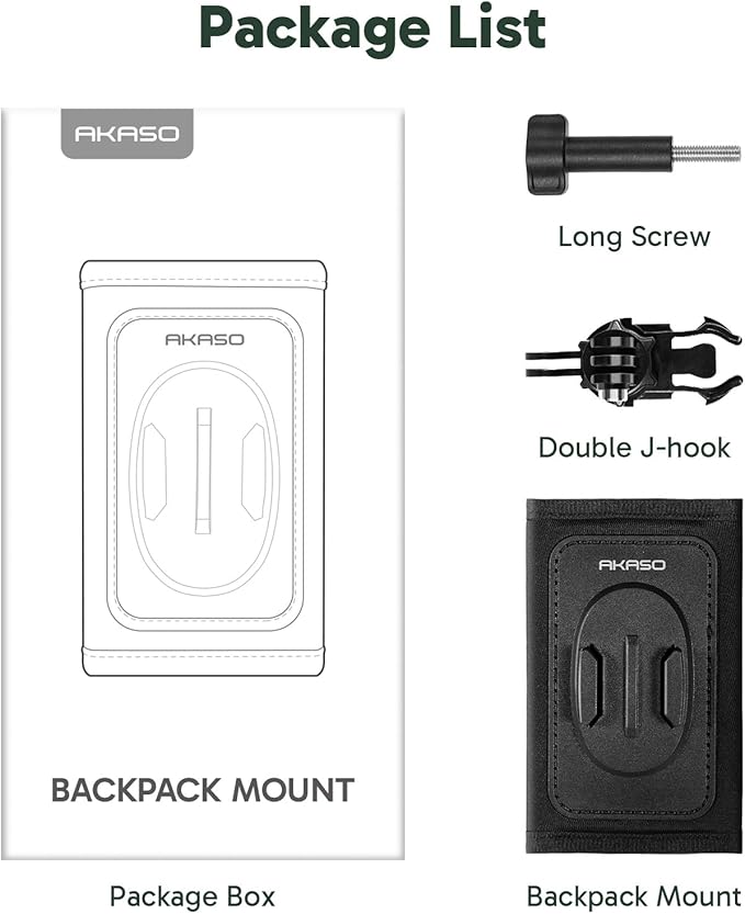 AKASO Quick Release Backpack Shoulder Strap Mount for Gopro 13 12 11 10 9, EK7000/EK7000 Pro/Brave 4/Brave 4 Pro/Brave 7 LE/Brave 7/Brave 8 and Other Action Cameras