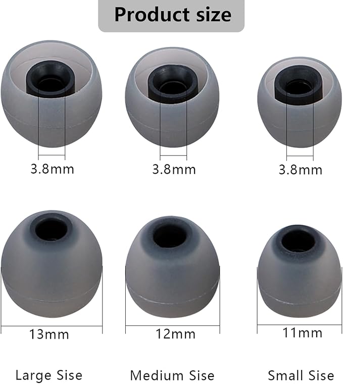 Silicone Replacement Earbud Tips Earbud Covers Ear Tips Fit for in-Ear Headphones (Inner Hole 3.8mm -5.1mm) Earbud Replacement Tips 9 Pairs