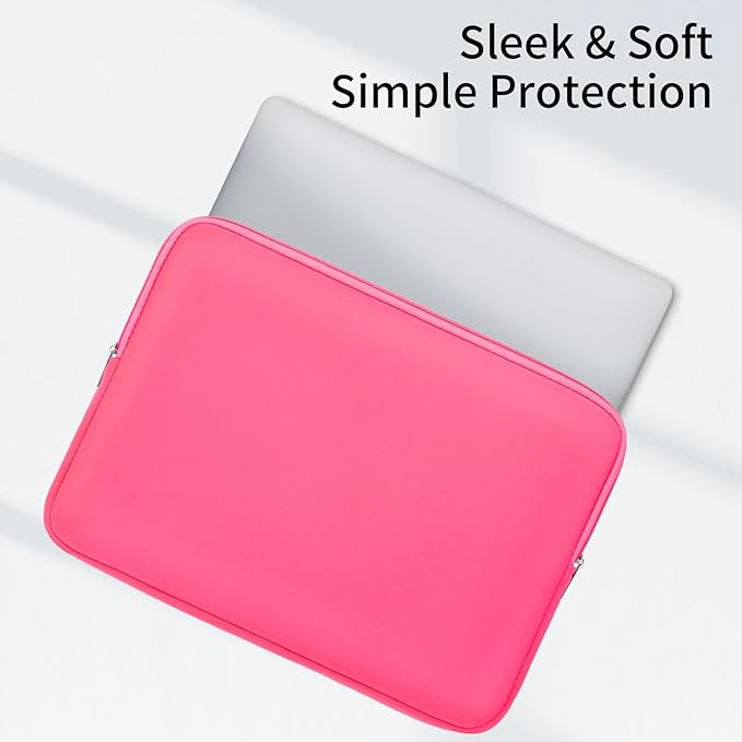 RAINYEAR 13 Inch Laptop Sleeve Compatible with 13.3" MacBook Air/Pro M1 M2 M3 M4 A3240 A3113 A2681 A2337 A1932 A2179 A2338 A1706 A1708 Carrying Protective Cover Soft Case(Bright Pink,Upgraded Version)