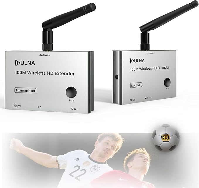 Wireless HDMI Transmitter and Receiver 4K, ULNA 328FT/100M Wireless HDMI Extender Live Streaming Video/Audio, Plug & Play Ultra-Low Latency for Video and Audio to Monitor from PC/Projector/TVBox