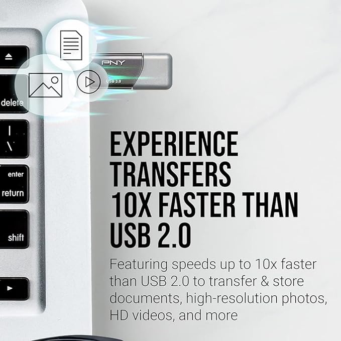 PNY 32GB Turbo Attaché 3 USB 3.0 Flash Drive, Silver (Pack of 10)